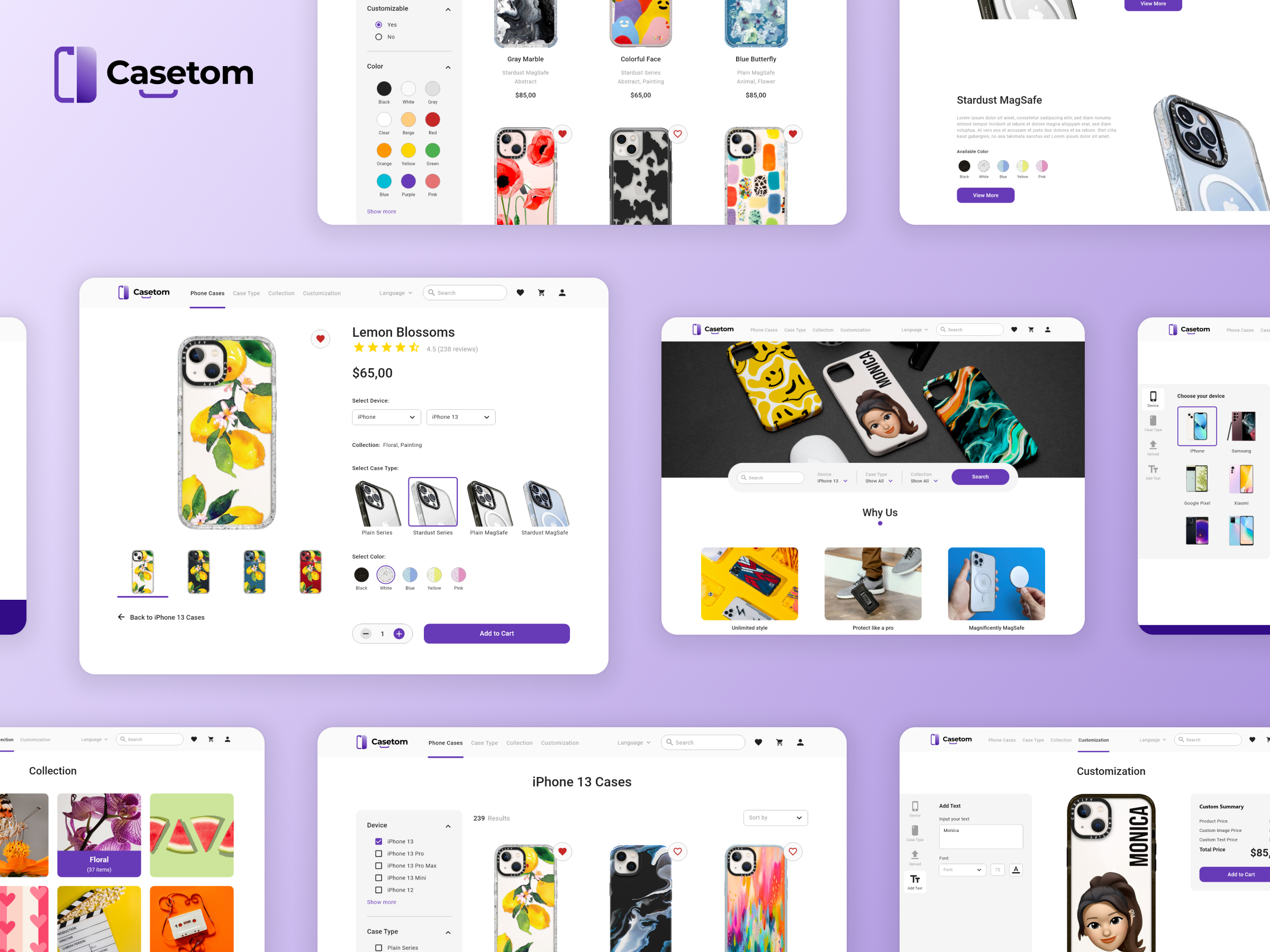 Mockup of Casetom website
