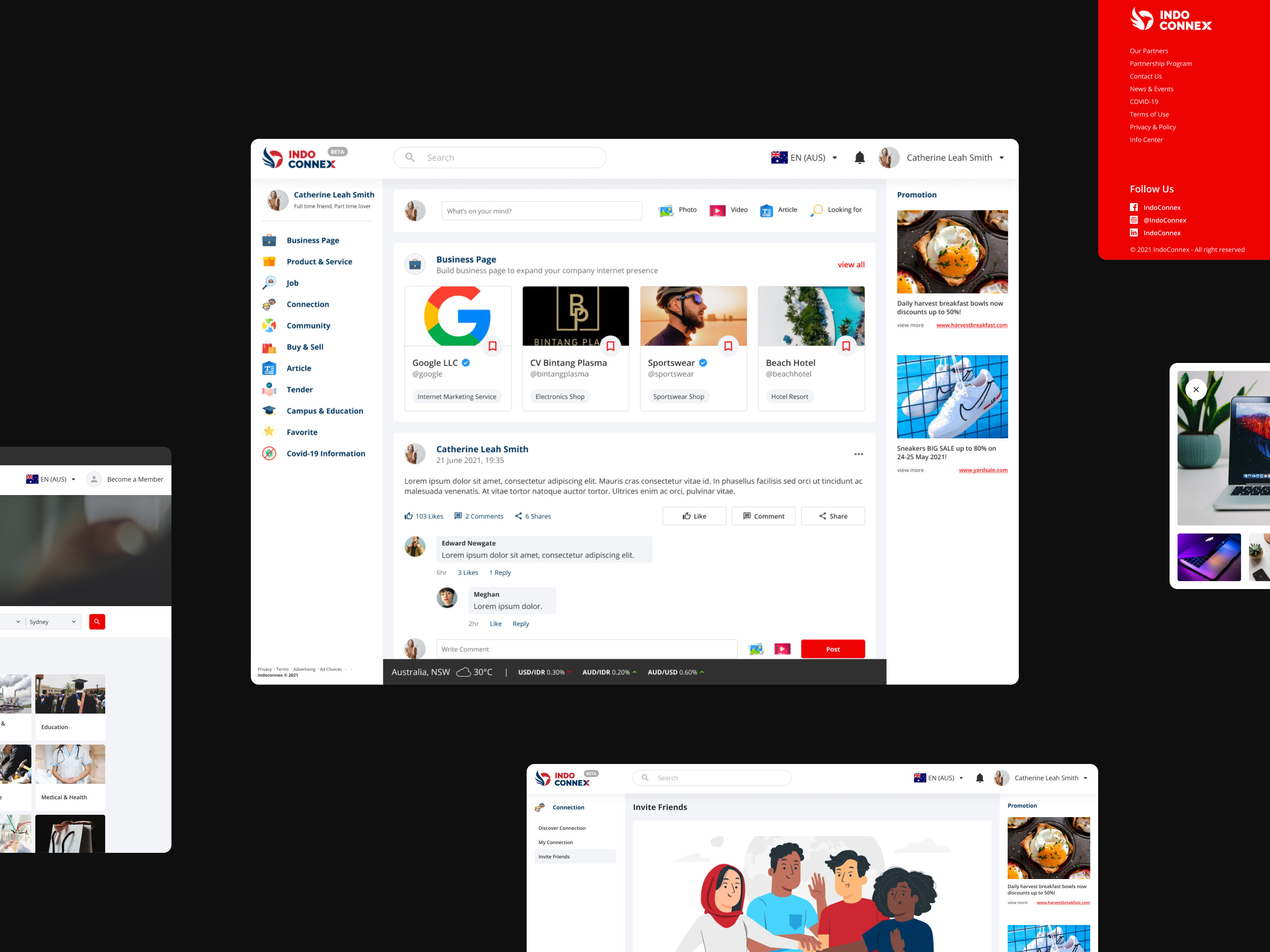 Mockup of Indoconnex website