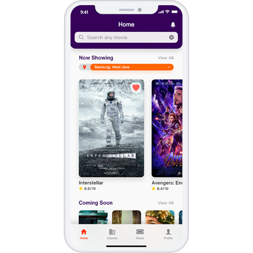 Mockup of Cinetix app