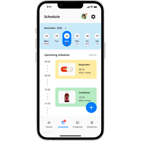 Mockup of Med Reminder app